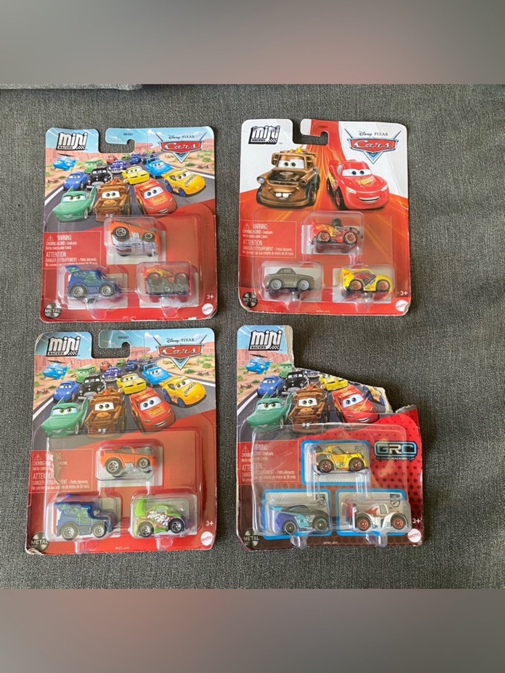 Disney Pixar Cars Mini Racers Mattel 3-Packs (4 sets)
